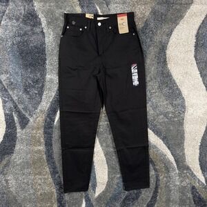 Levis 80s Mom Jeans High Rise Tapered Leg Black Denim Pants 28x30 NEW